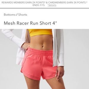 Athleta mesh racer run shorts 4”